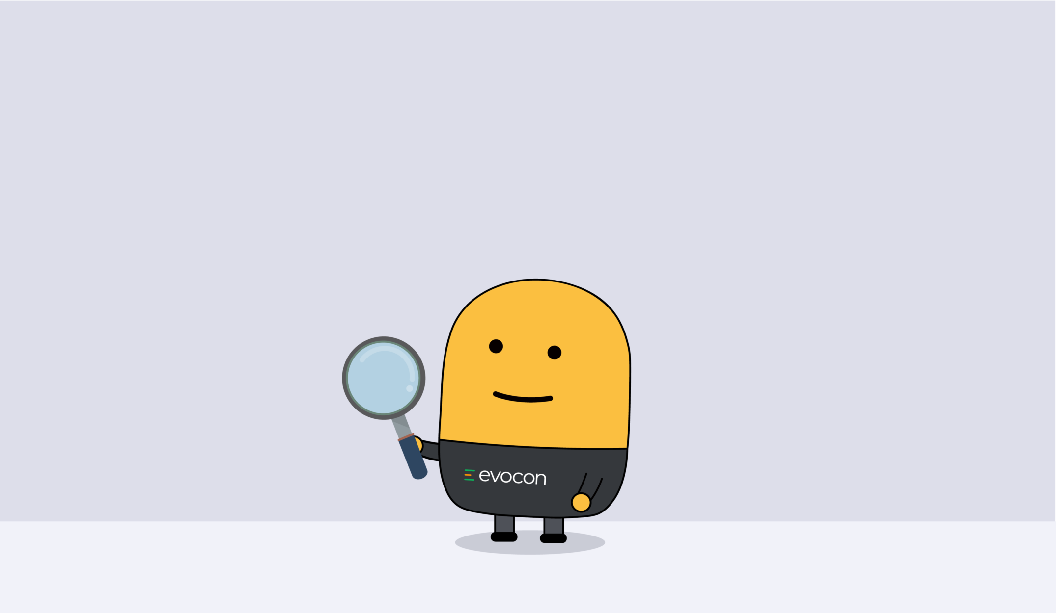 Mr Evocon holding a magnifying glass, before looking for the top manufacturing kpis.